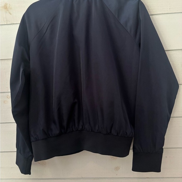 Free People Navy Bomber Jacket with Ribbed Collar and Relaxed Fit - Picture 12 of 12